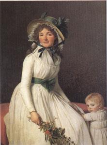 Jacques-Louis  David Emilie Seriziat nee Pecoul and Her Son Emil Born in 1793 (mk05) France oil painting art